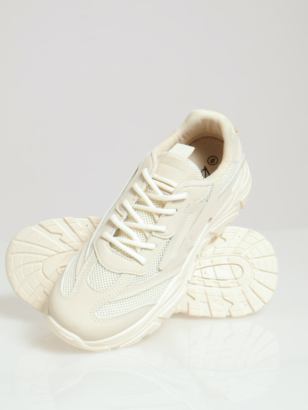 Chunky Mono Lace Up Sneaker - Sand