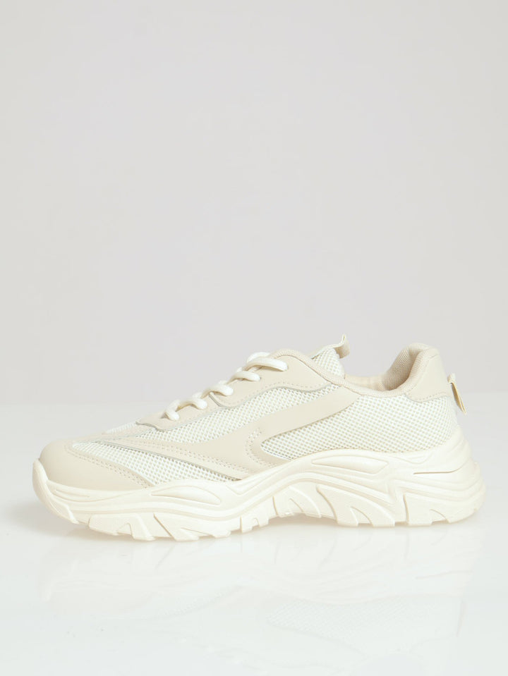 Chunky Mono Lace Up Sneaker - Sand