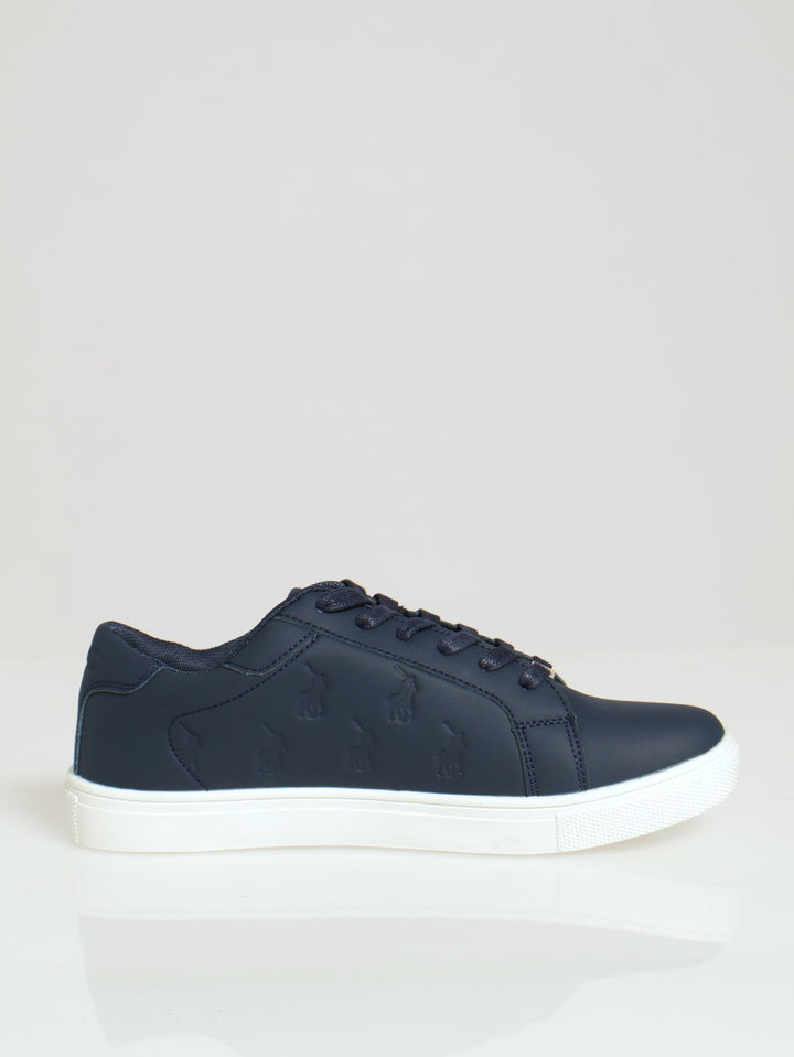 Debossed Pony Sneaker - Navy