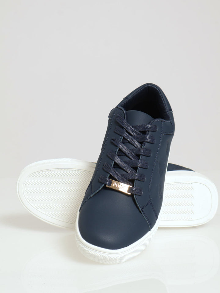 Debossed Pony Sneaker - Navy