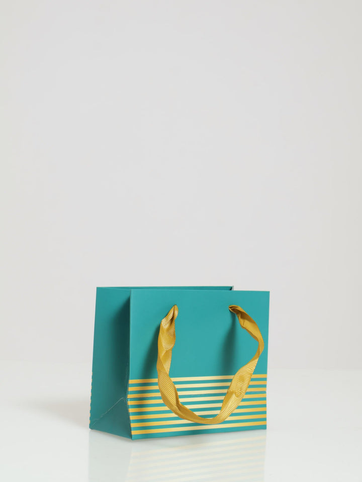 Gold Stripe Gift Bag - Teal