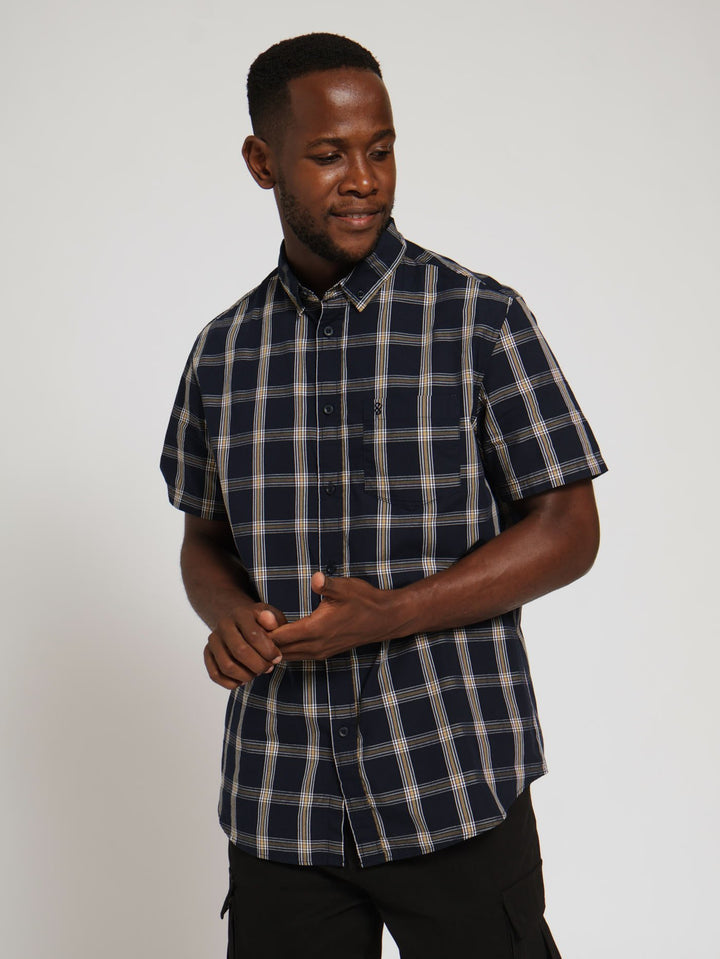 Cotton Check Shirt - Stone