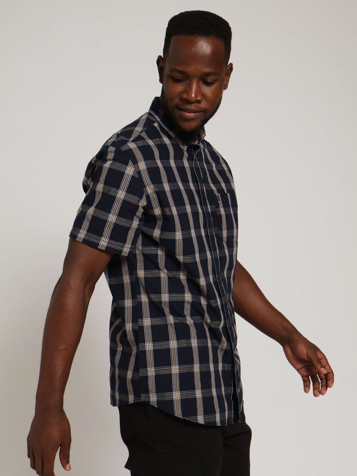 Cotton Check Shirt - Stone