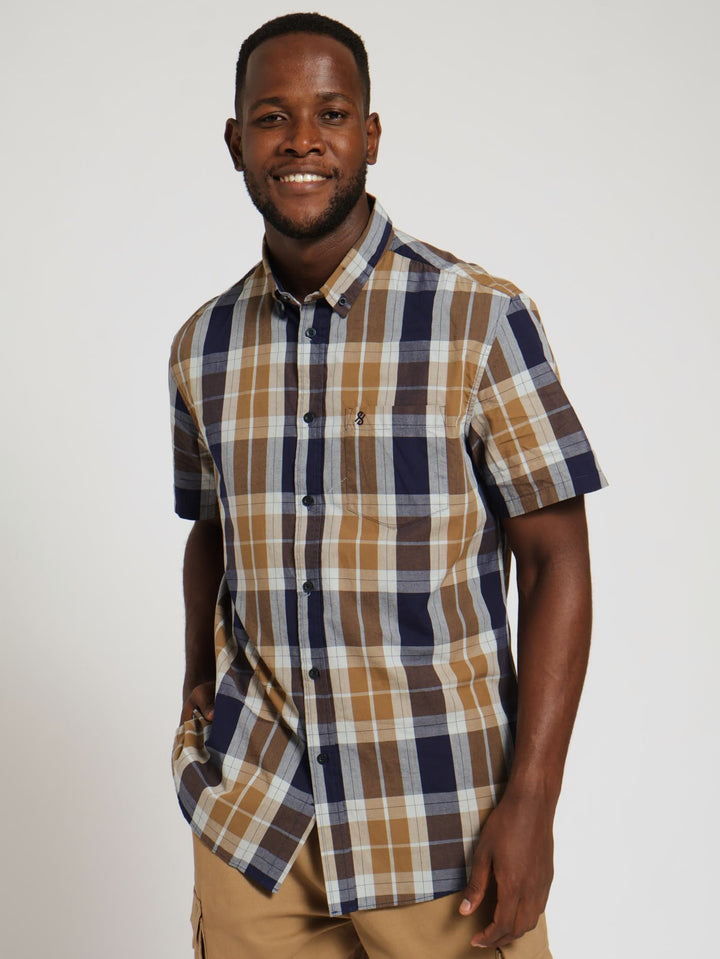 Cotton Check Shirt - Camel