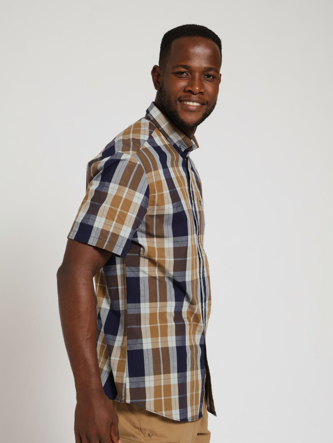 Cotton Check Shirt - Camel