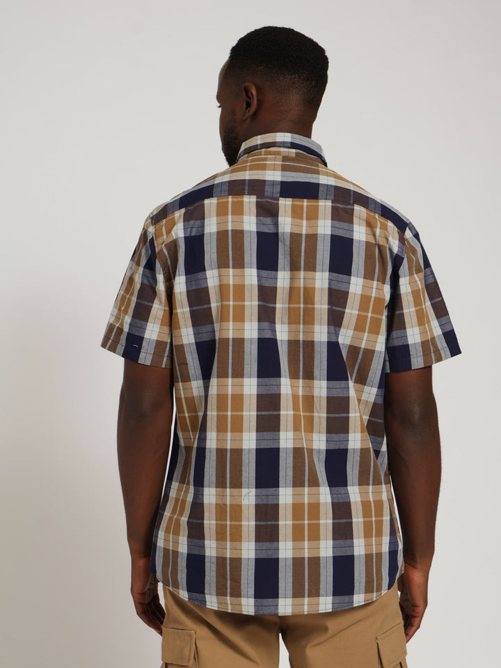 Cotton Check Shirt - Camel