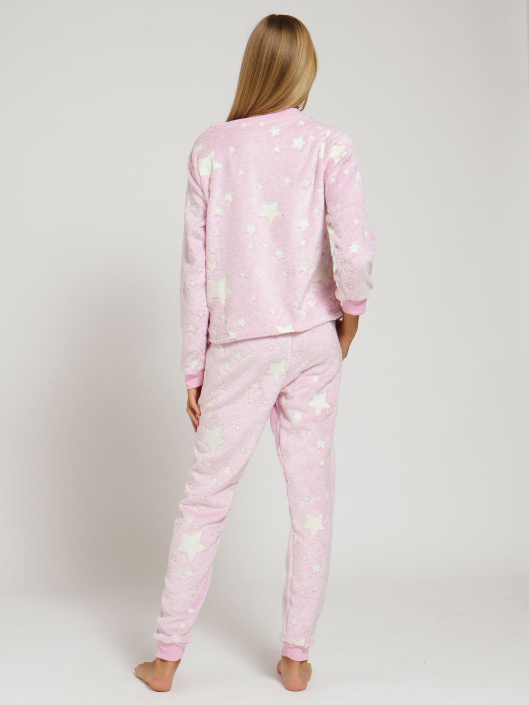 Girls Long Sleeve Stars Glow In The Dark Sleepset - Light Pink