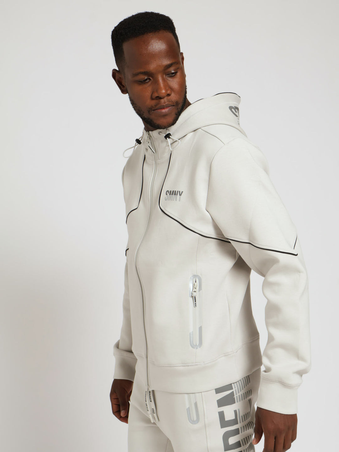 Scuba Zip Through Hooded Sweat Top - Ice Grey