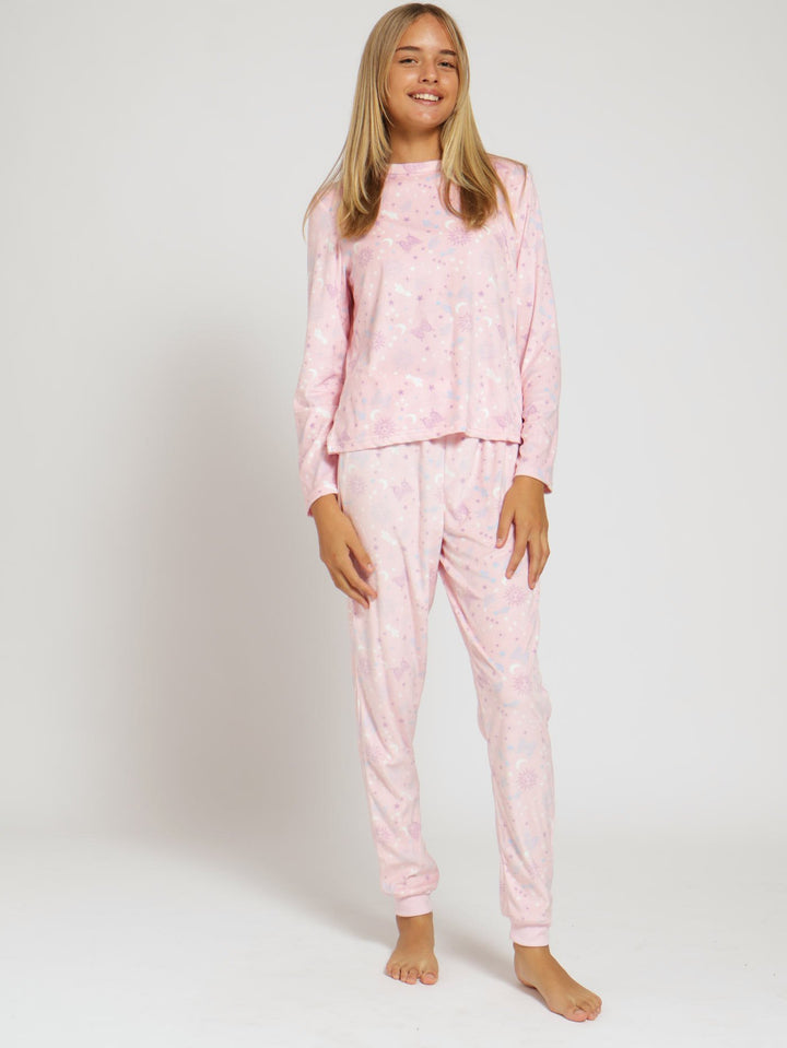 Girls Brushed Velour Sleepset - Pink