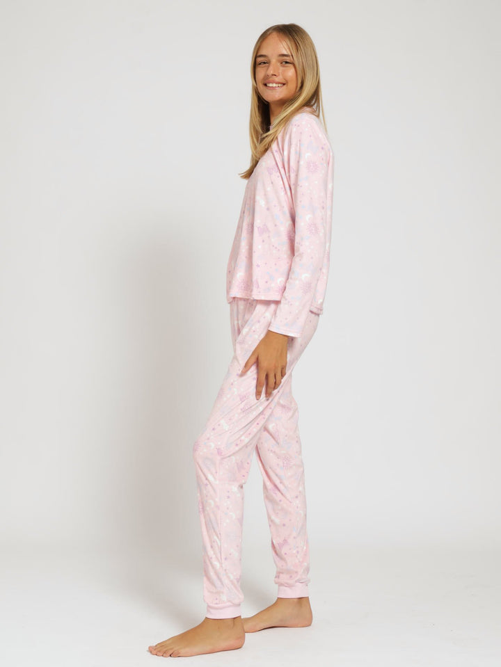 Girls Brushed Velour Sleepset - Pink