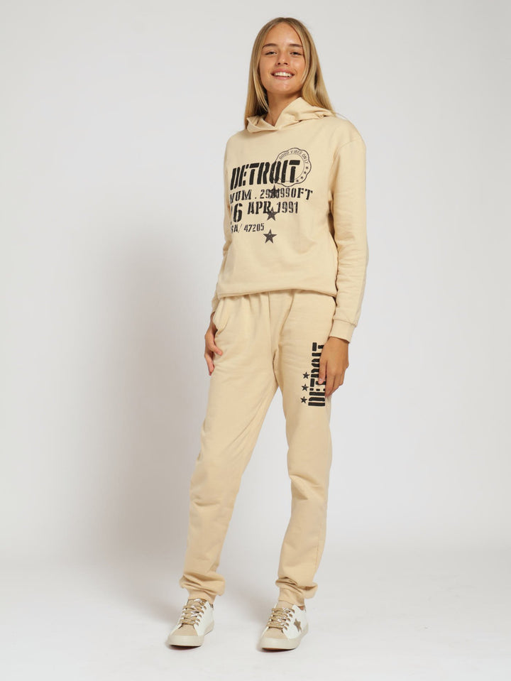 Girls Detroit Fleece Hoody - Stone