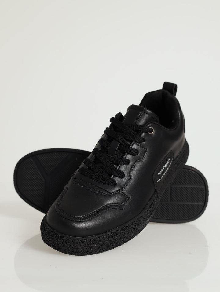 Lace-Up Sneaker With Gum Sole - Black/White