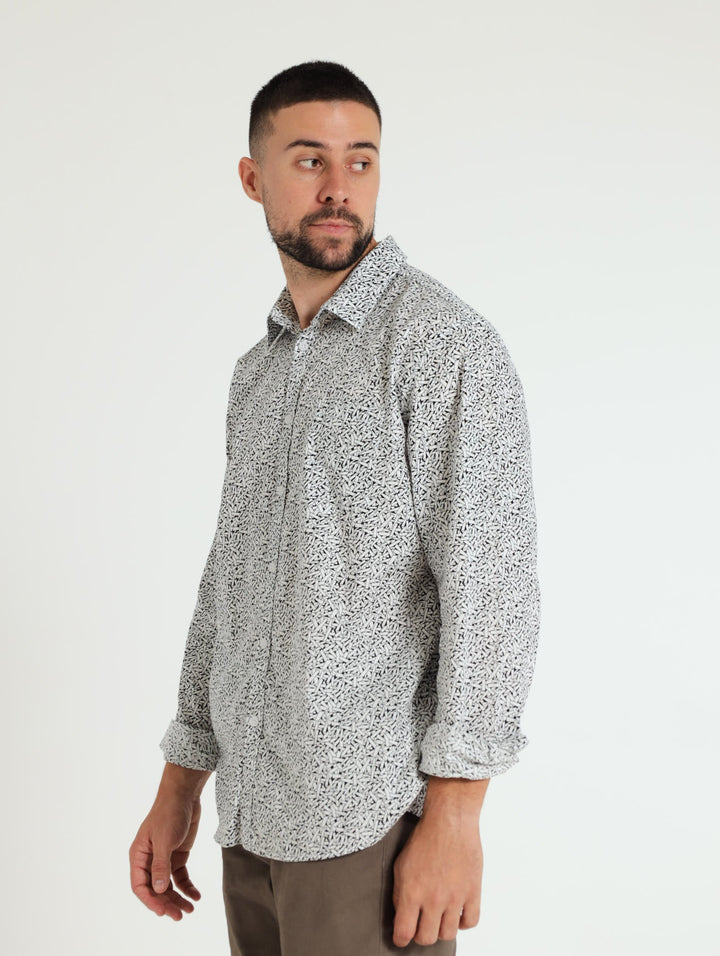 Long Sleeve Print Shirt - White