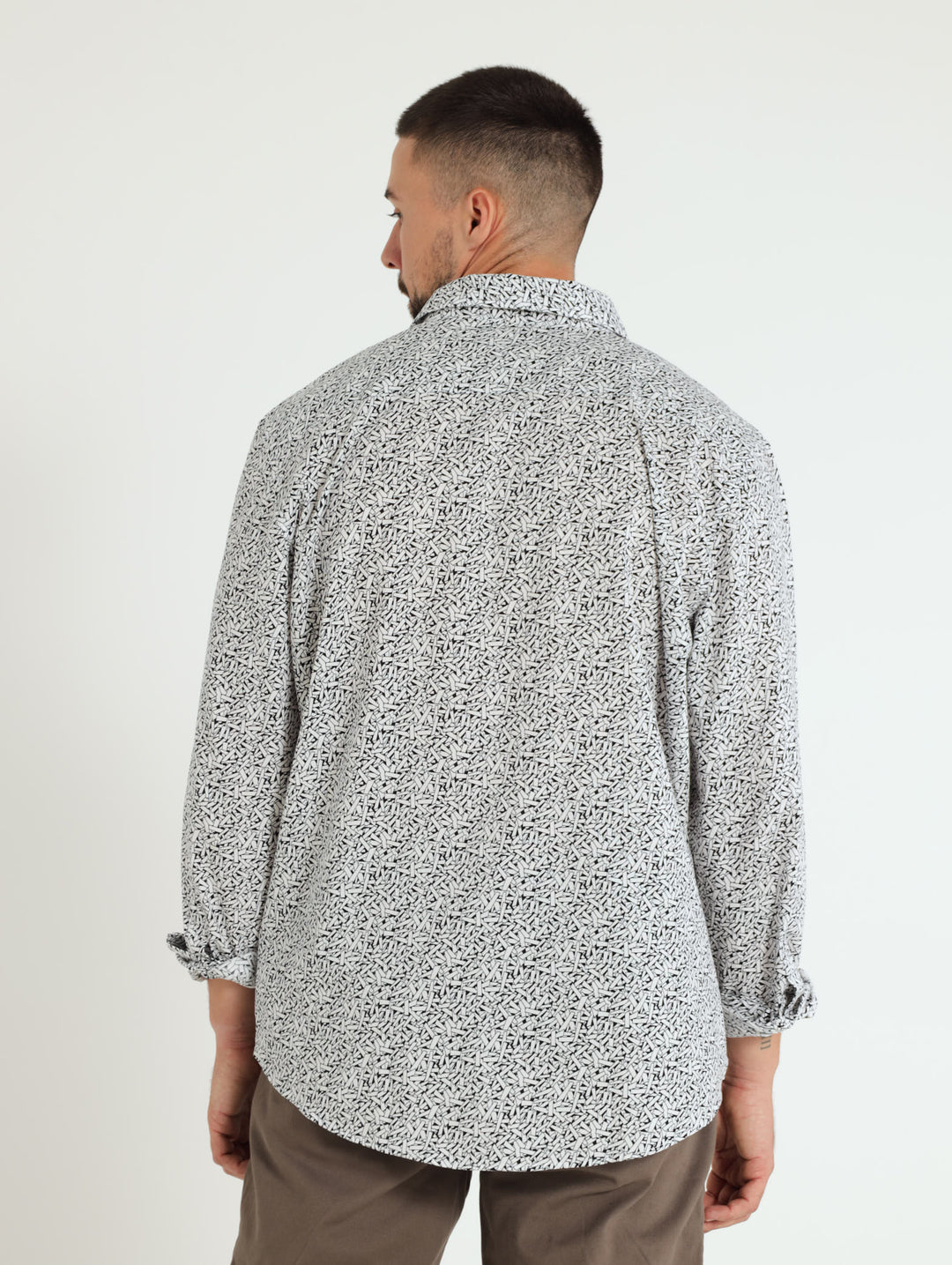 Long Sleeve Print Shirt - White