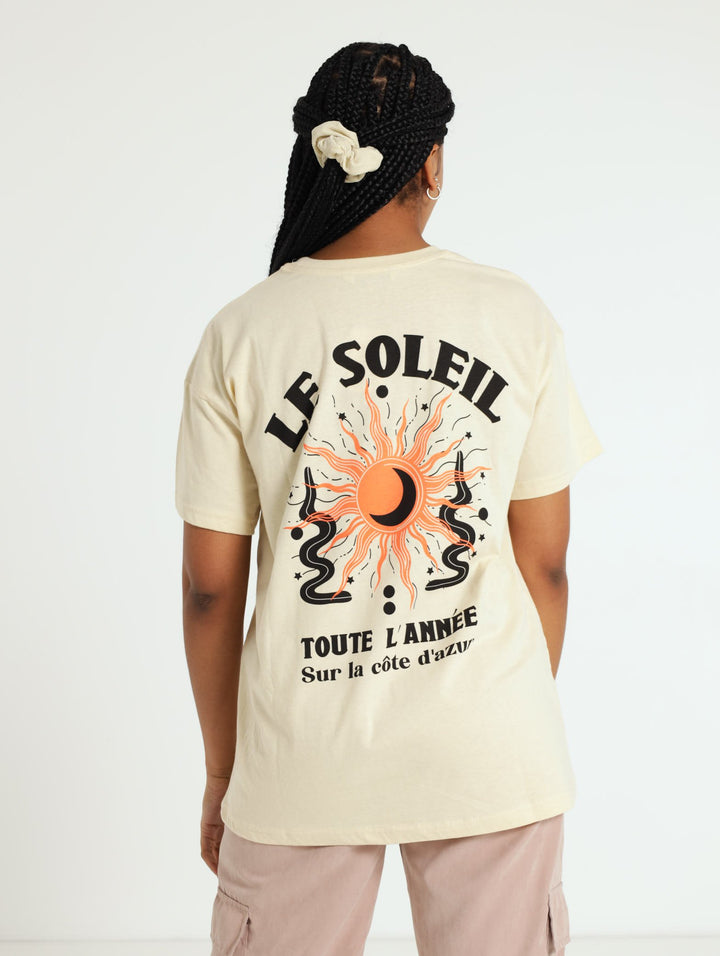 Back Printed Sun Tee - Stone