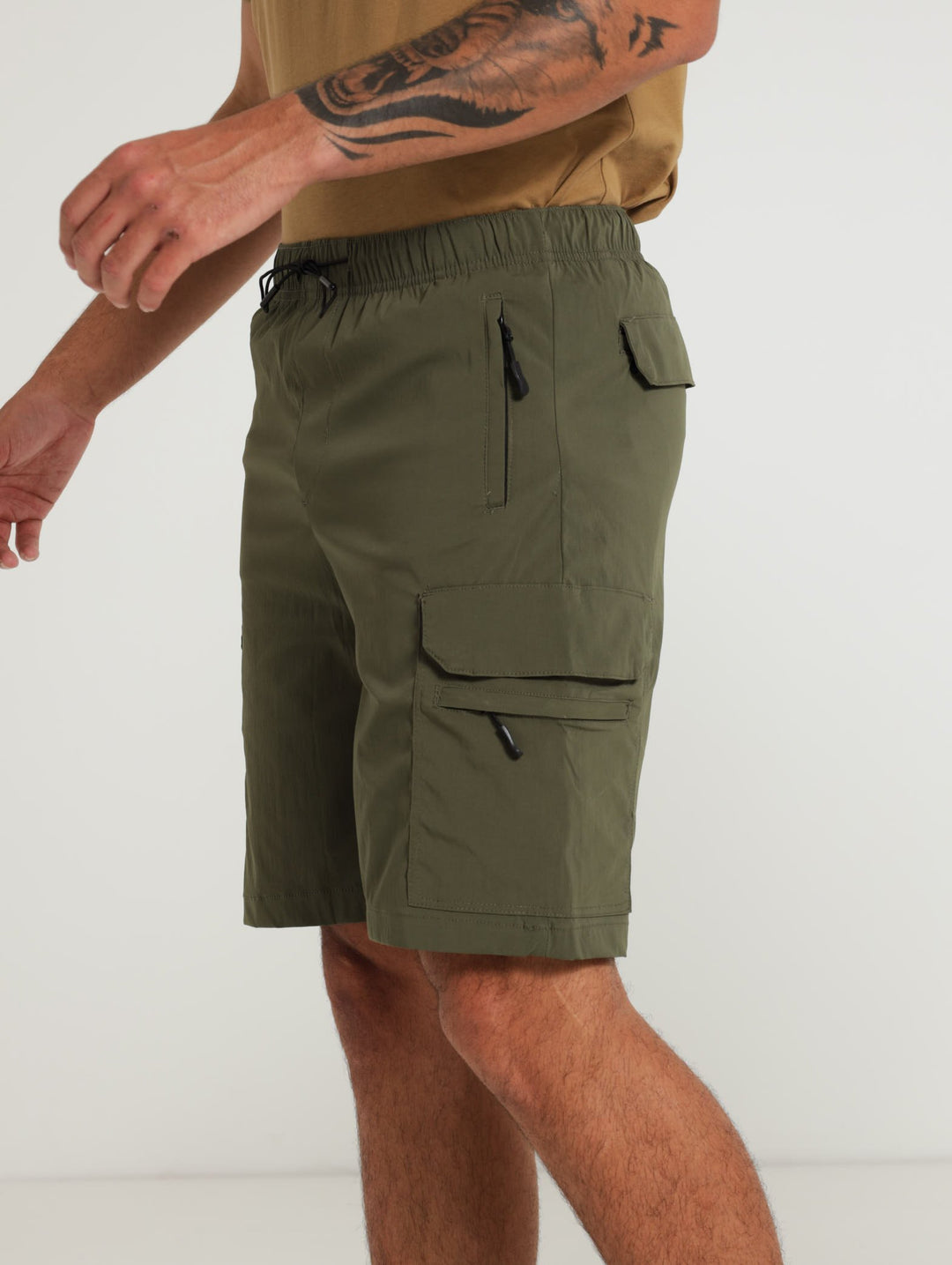 Zip Pocket Cargo Shorts - Fatigue