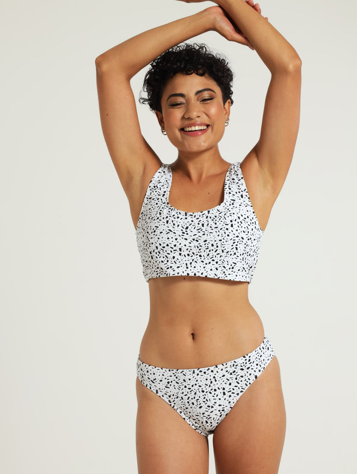 Dottie Print Bikini Bottom - White