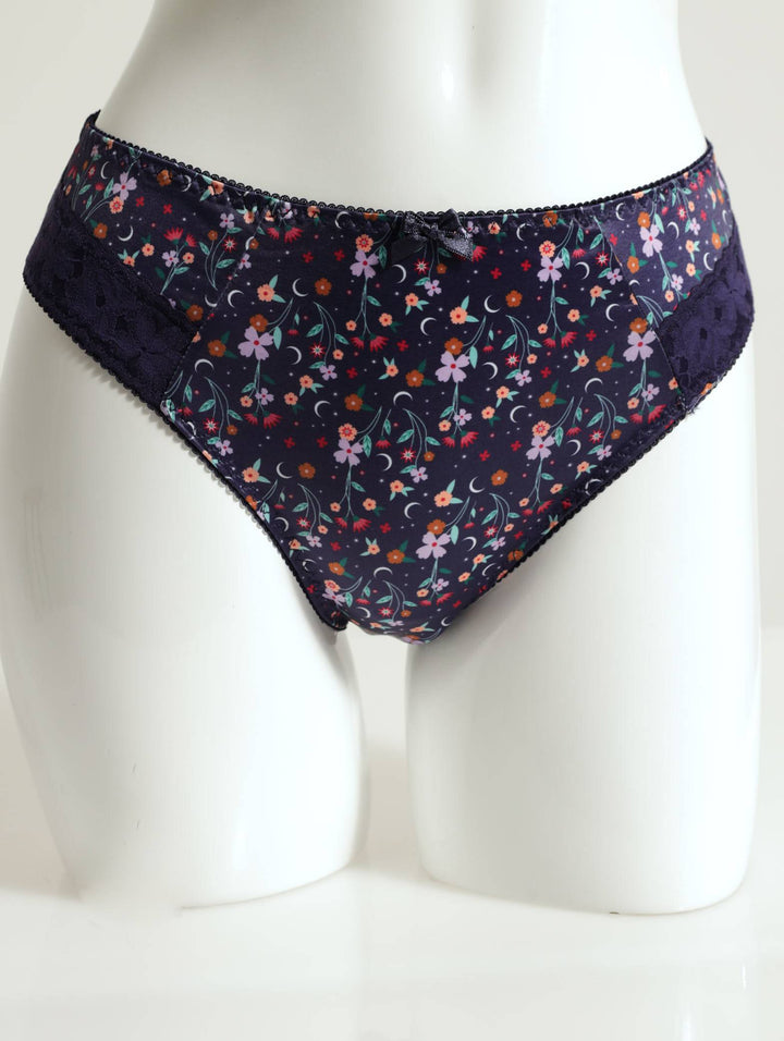 Printed Bikini Panty - Navy