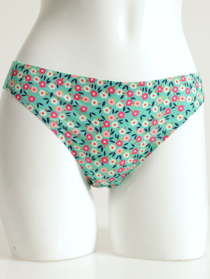 Printed Side Inset Brazilian Panty - Green