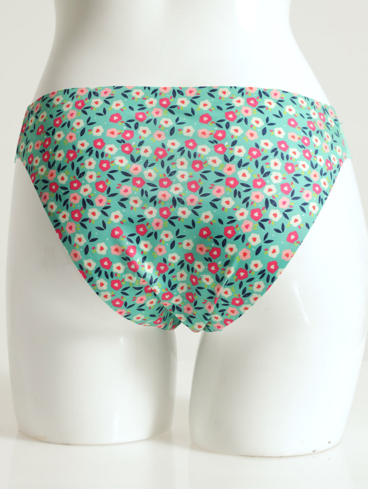 Printed Side Inset Brazilian Panty - Green