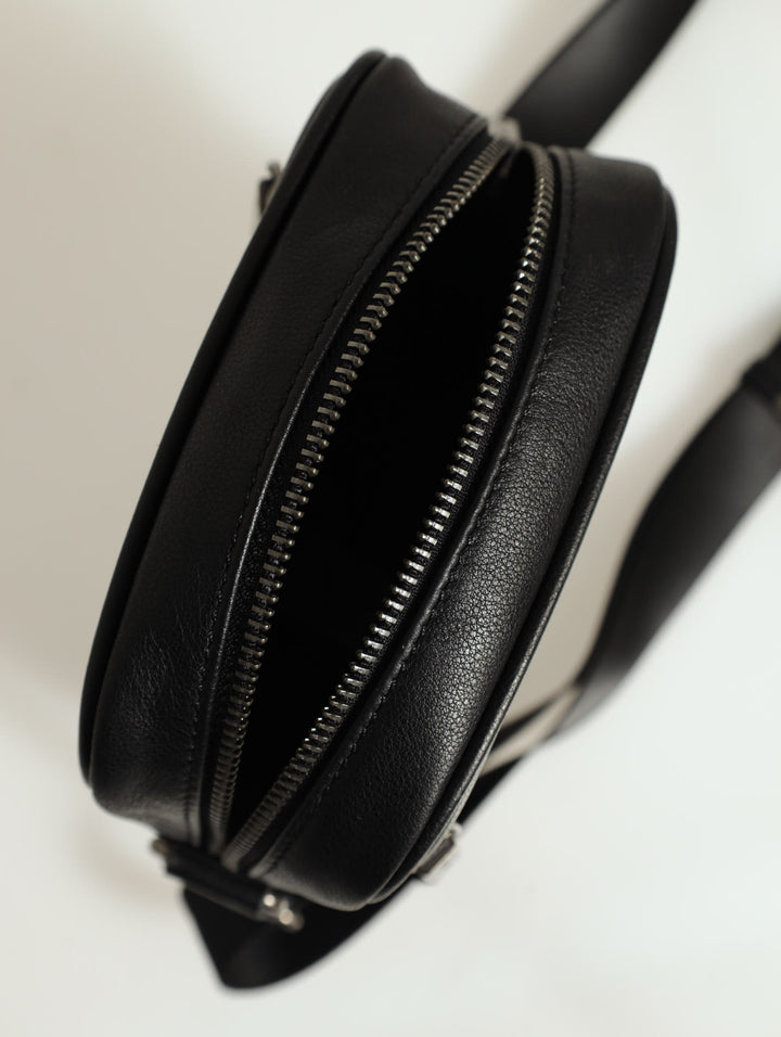 Leather Crossbody Bag - Black