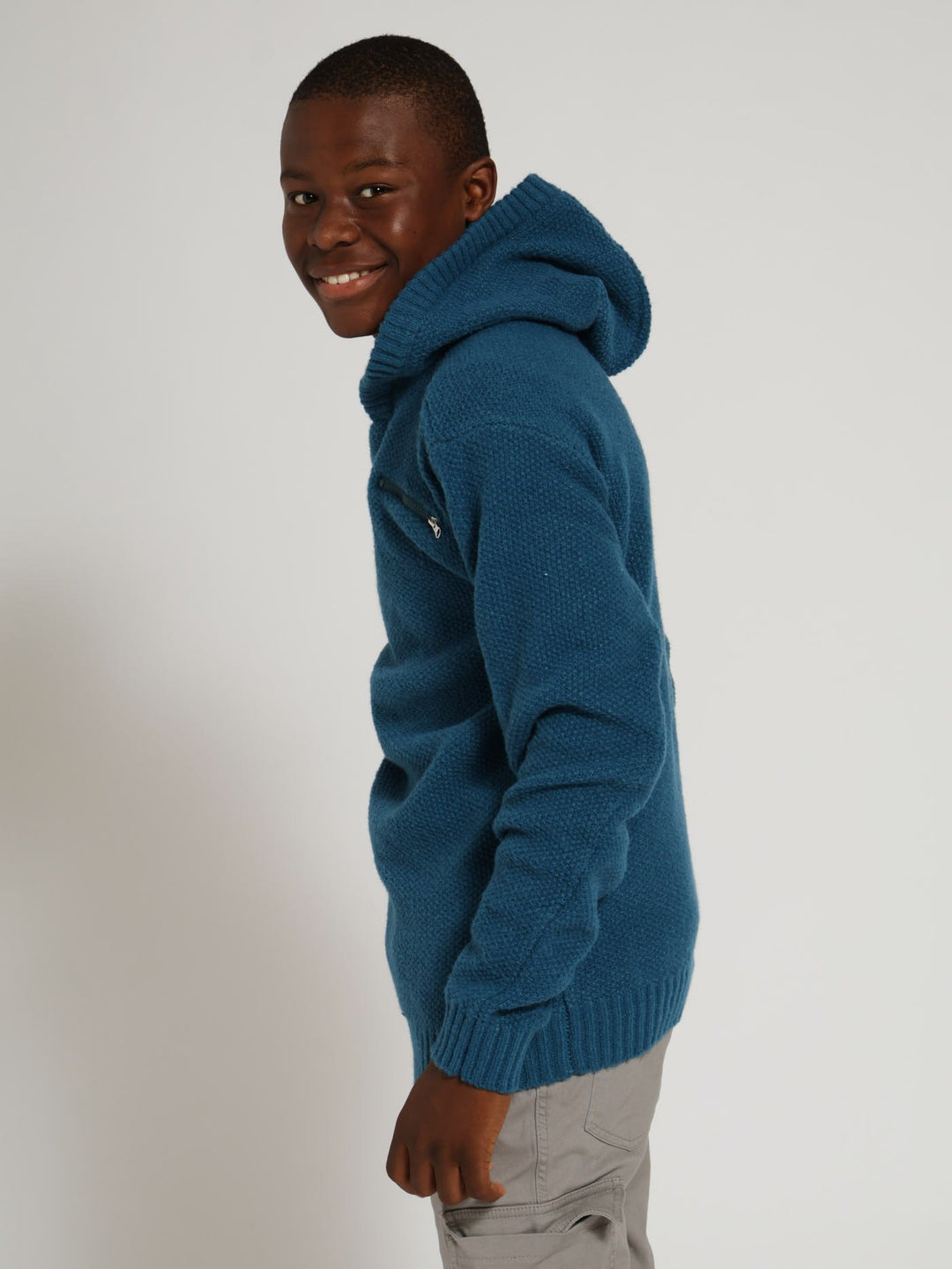 Boys Knitwear Zip Hoody - Teal