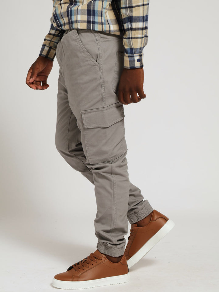 Boys Flat Cargo Pants - Grey