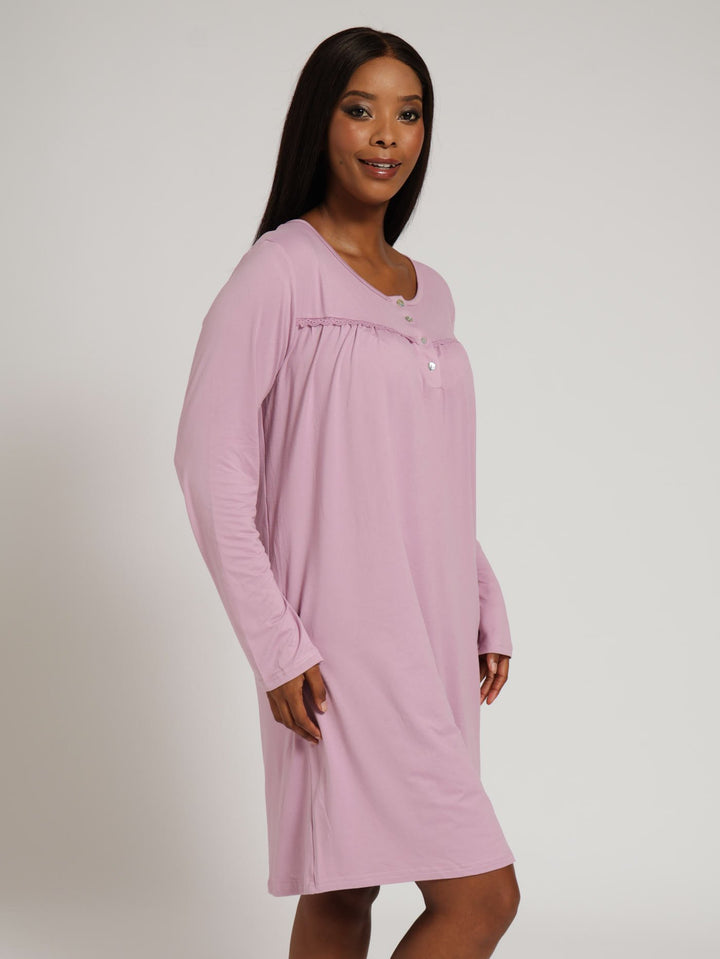 Long Sleeve 2 Pack Soft Touch Hydrangea Sleepshirt   - Purple