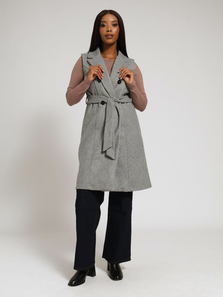 Melton Gilet Jacket - Grey Melange