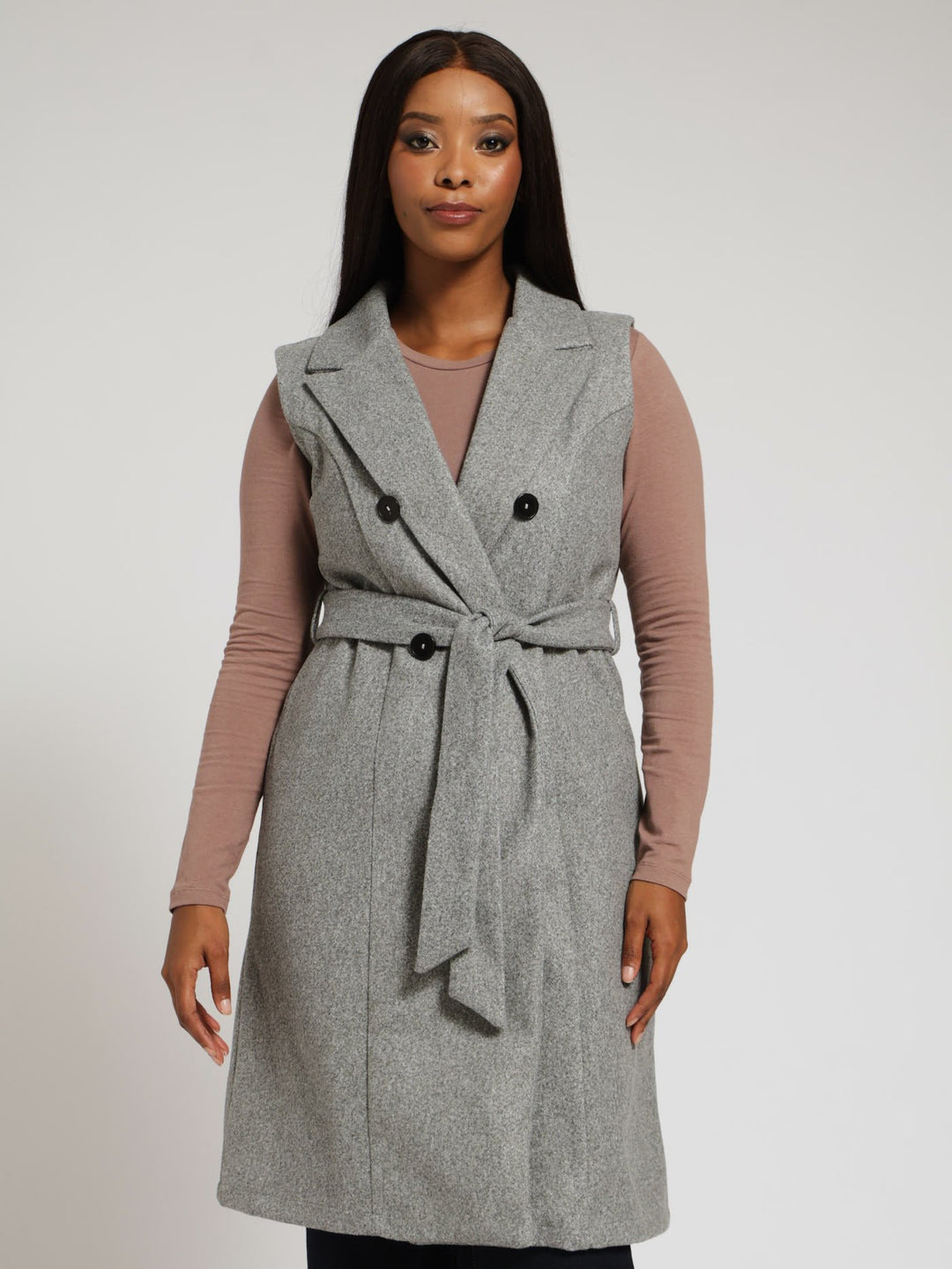 Melton Gilet Jacket - Grey Melange