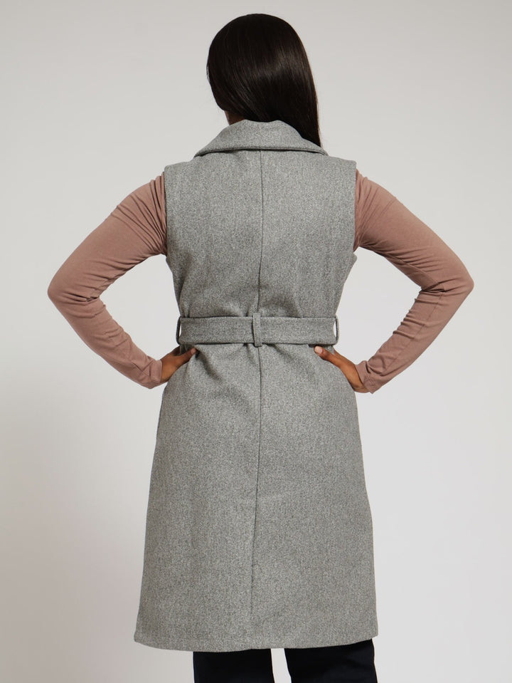 Melton Gilet Jacket - Grey Melange