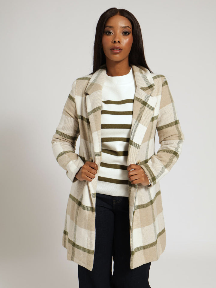 Check Lined Classic Melton Coat