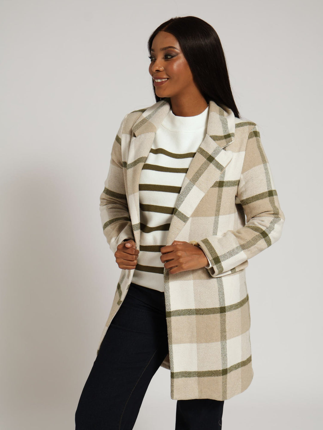 Check Lined Classic Melton Coat