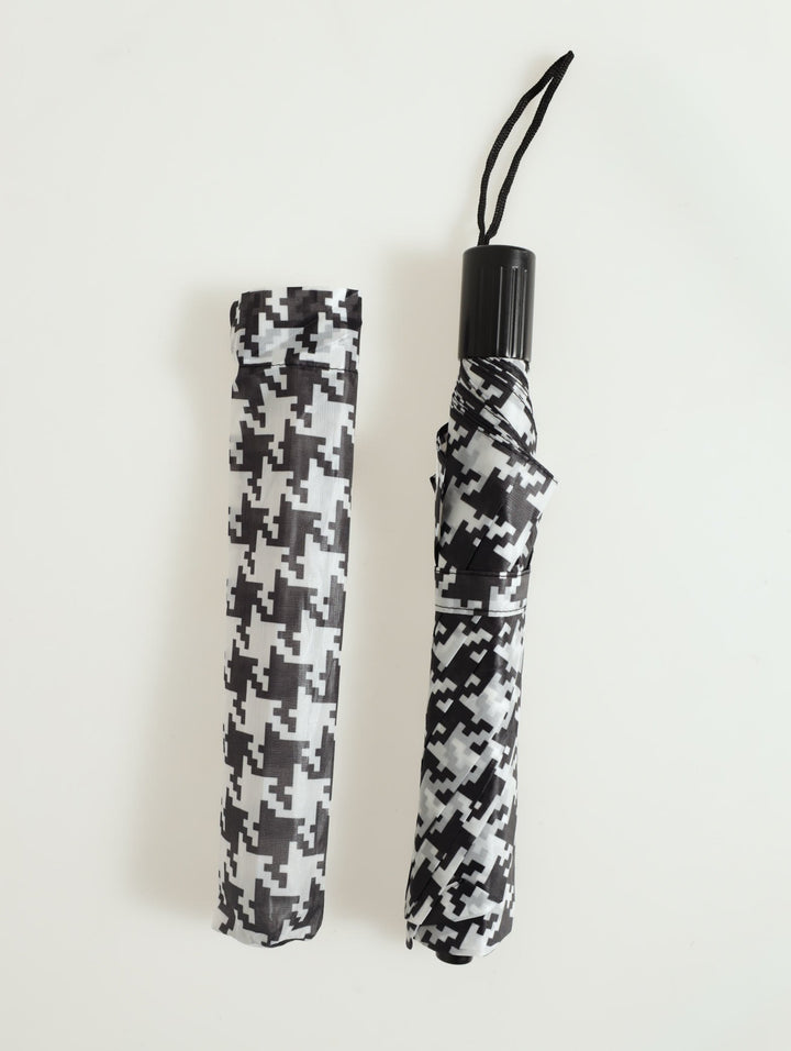 Hounds Tooth Printed Umbrella - Black/White