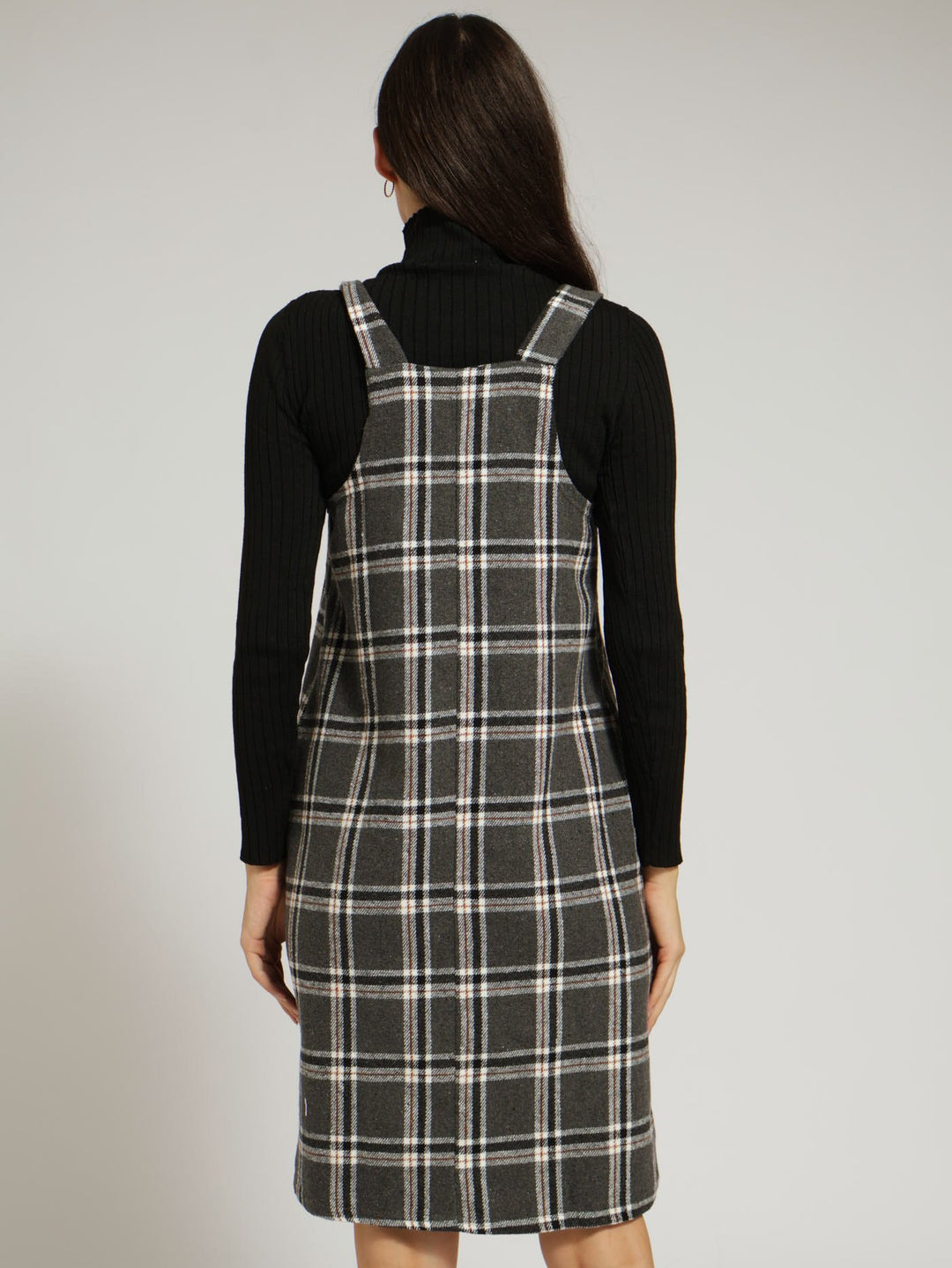 Bib & Brace Pinafore Dress - Black