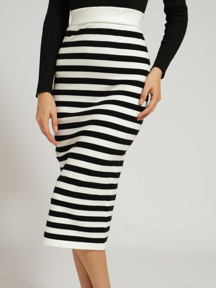 Stripe Bodycon Skirt - White/Black