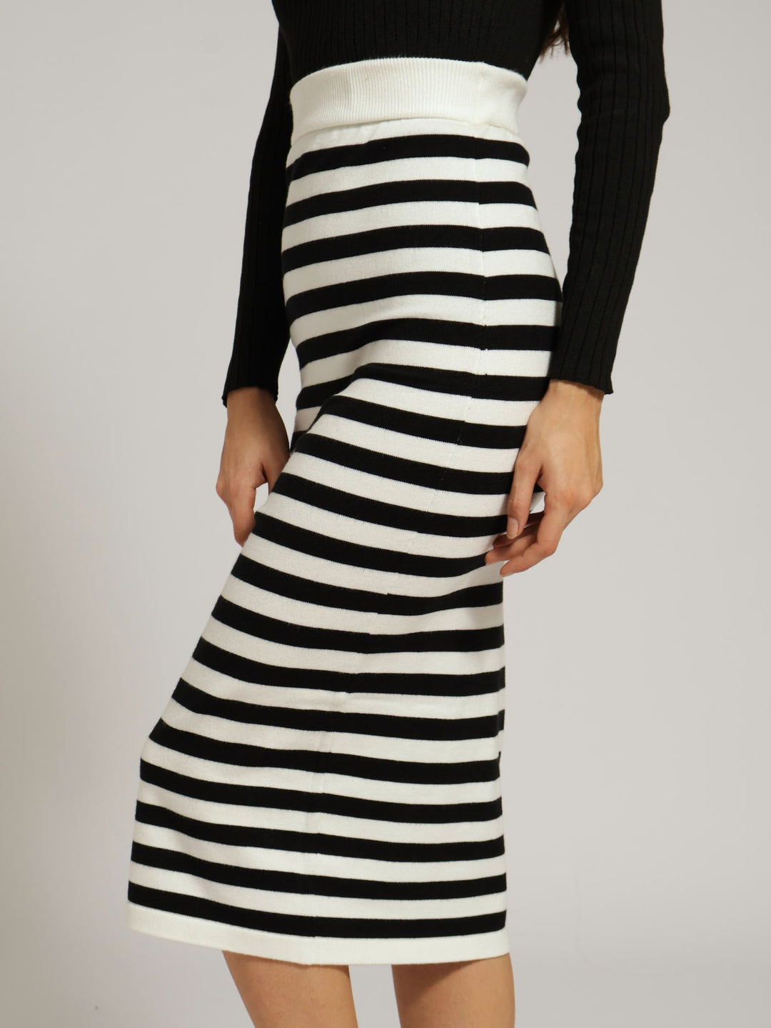 Stripe Bodycon Skirt - White/Black