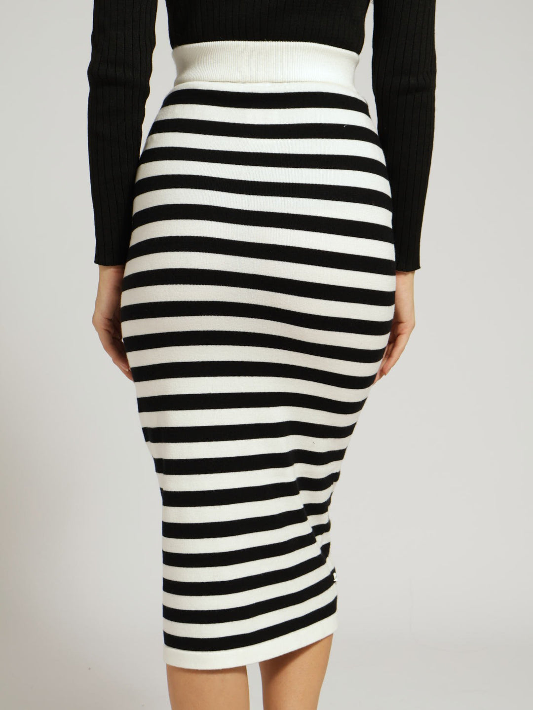 Stripe Bodycon Skirt - White/Black