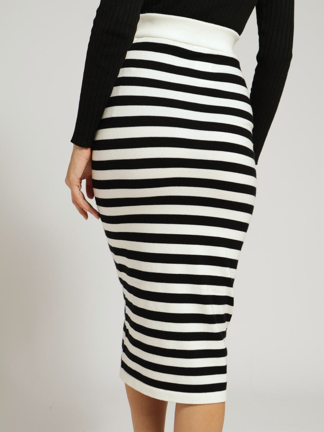 Stripe Bodycon Skirt - White/Black