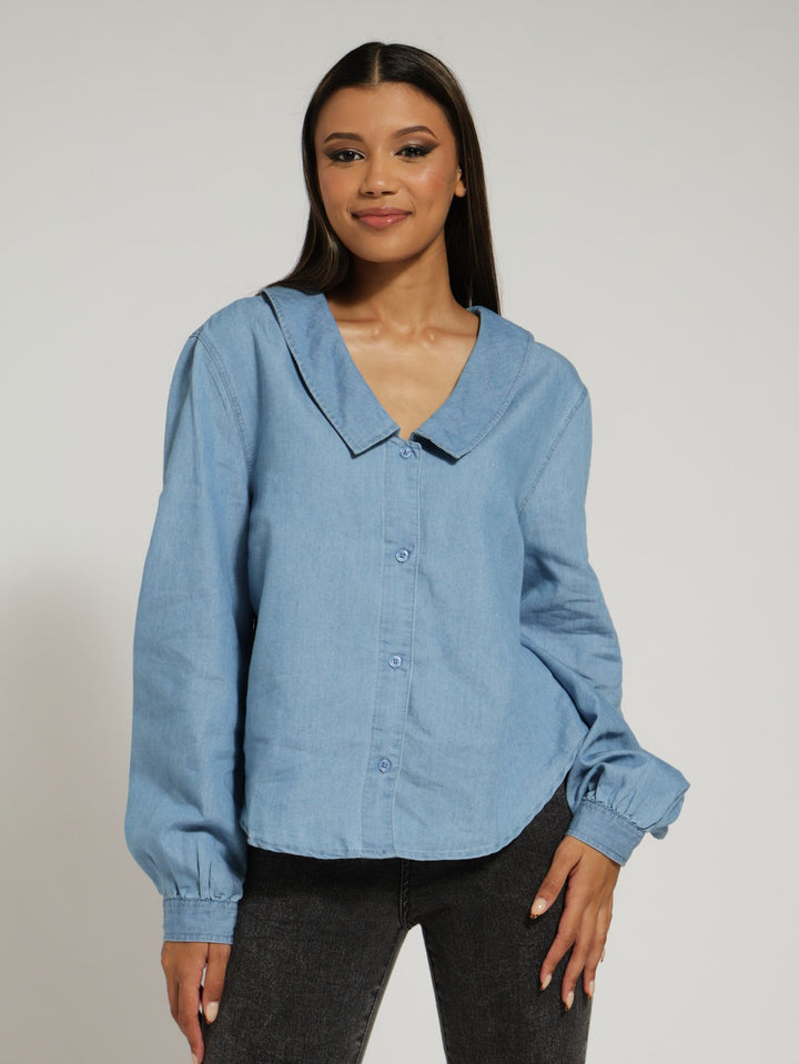 Chambray Collar Shirt - Dark Blue