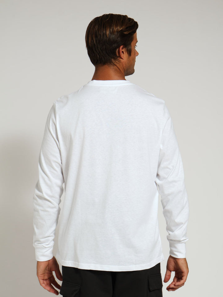 Long Sleeve Plain Crew Tee - White