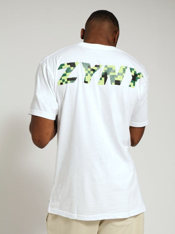 Pixelated Camo Printed Tee - White