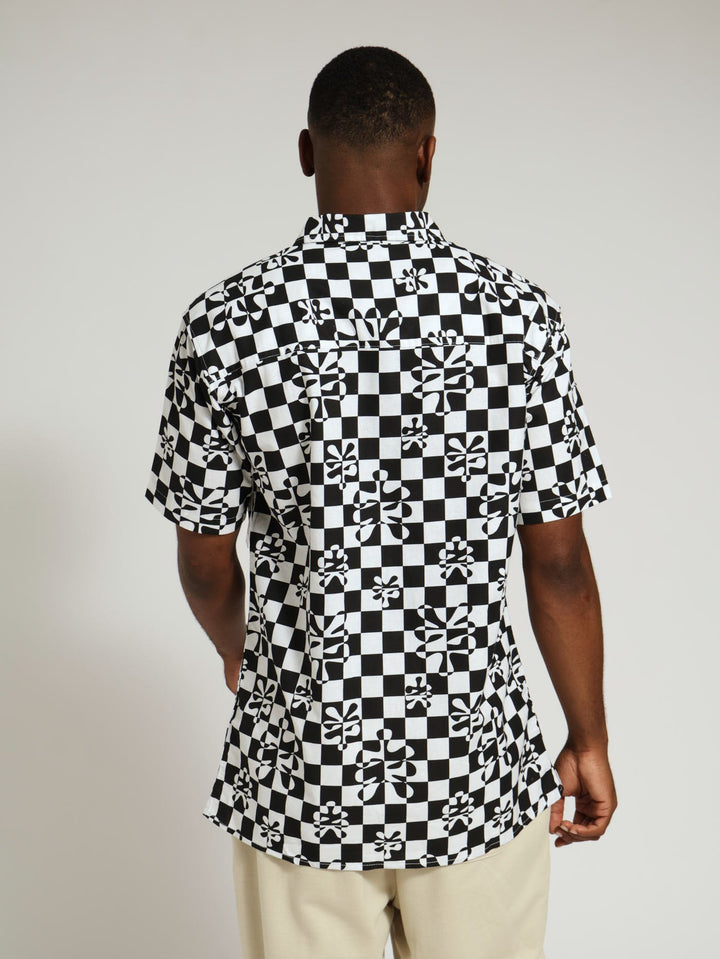 Check Print Woven Shirt - Black/White