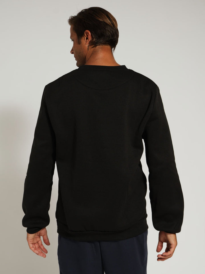 Fleece Crew Neck Sweater - Black