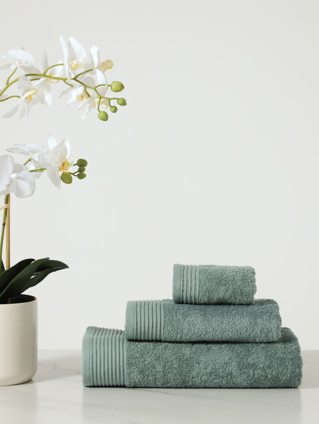 Ripple Border Signature Towels - Duck Egg