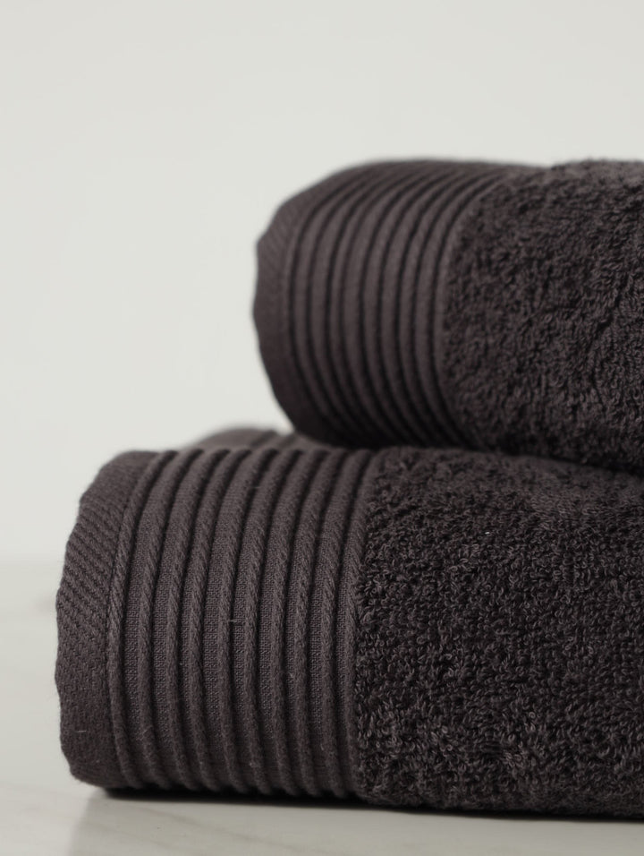 Ripple Border Signature Towels - Charcoal