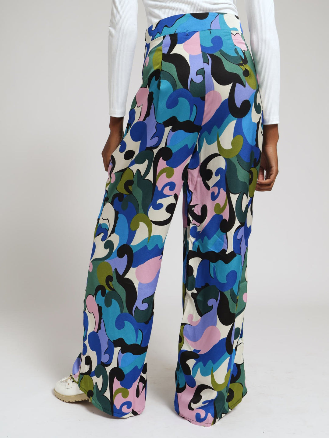 Colourful Swirl Satin Wideleg Pants