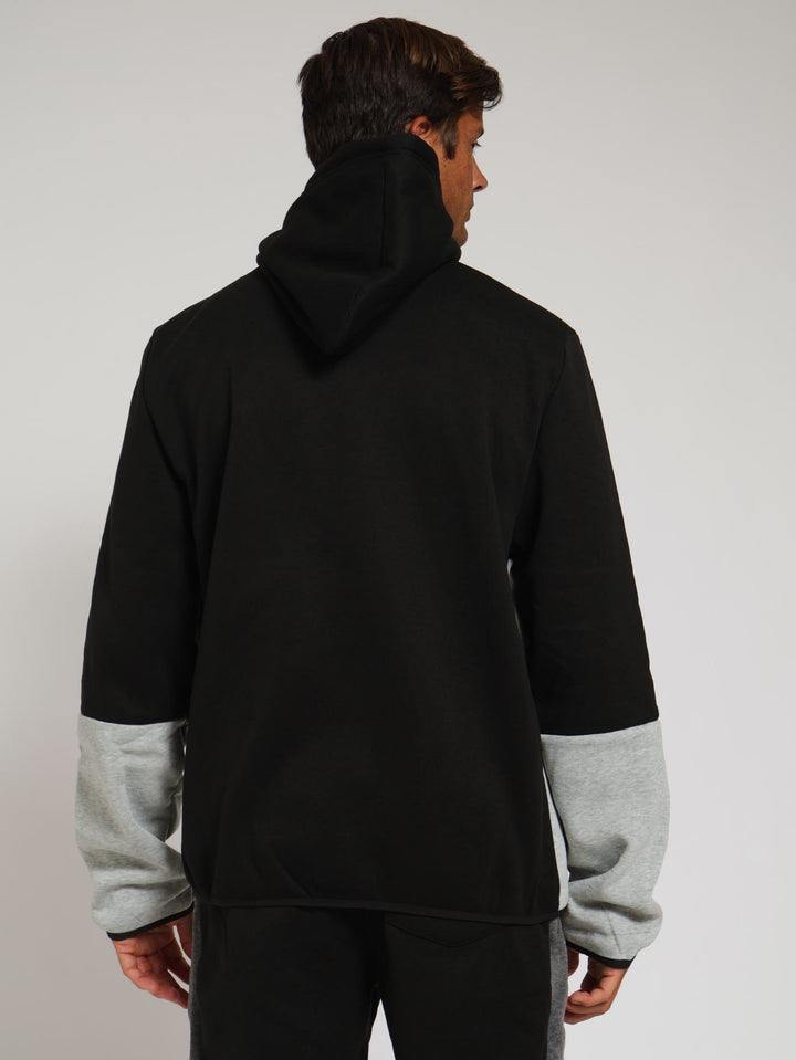 Colour Block Zip Hoody - Grey Melange