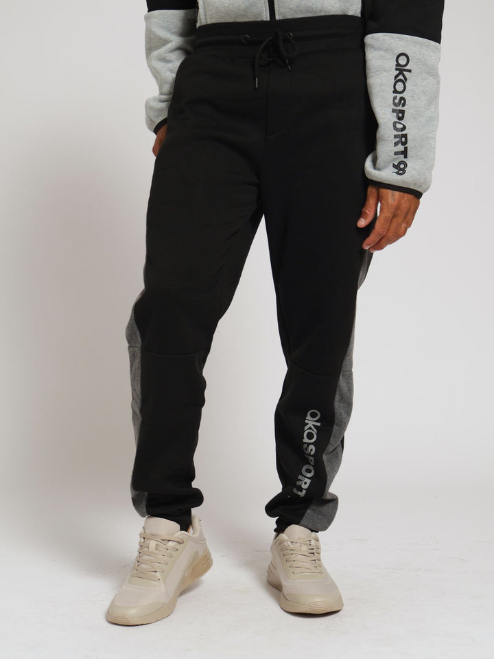 Colour Block Fleece Pants - Black