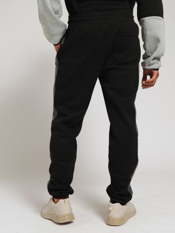 Colour Block Fleece Pants - Black